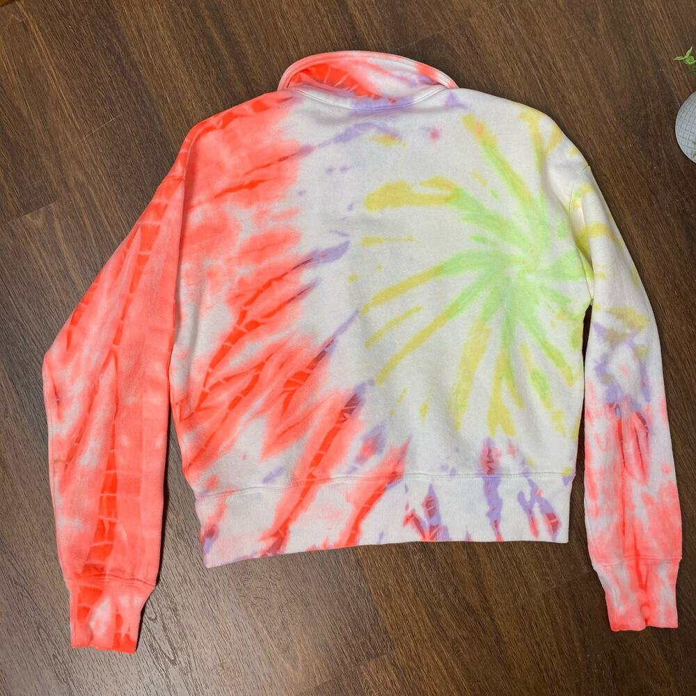 Re/Done x Hanes 2 Piece Raglan Neon Tie Dye Spiral Sweatshirt & Sweatpants M NEW - Picture 8 of 16